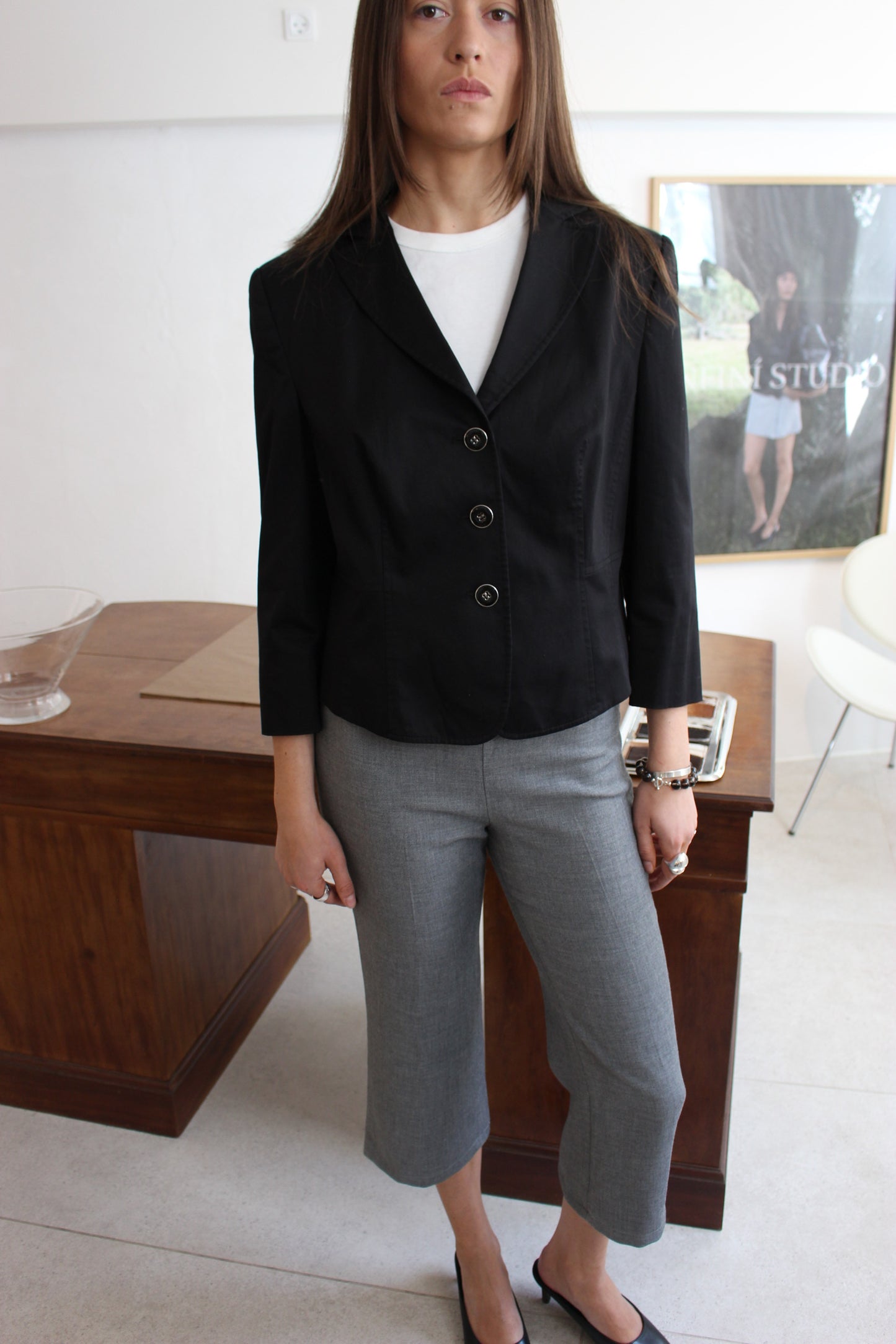 Blazer m. trekvart ærmer