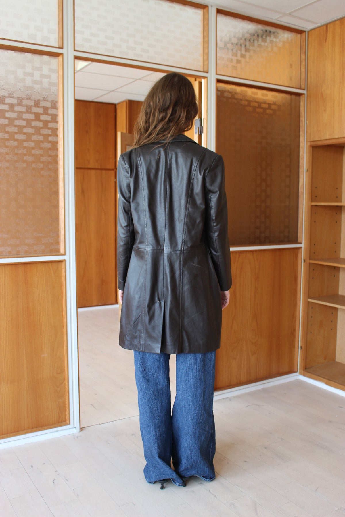 Lang læder blazer