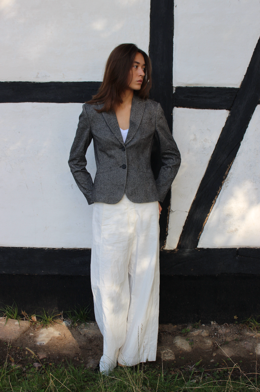 Figursyet blazer i uld