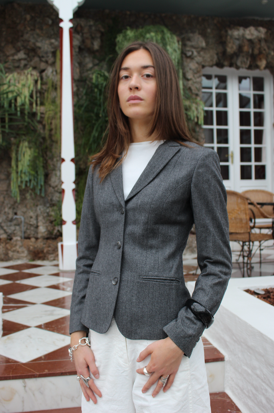 Figursyet blazer i uld