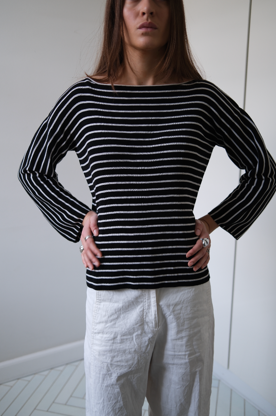 Stribet bluse