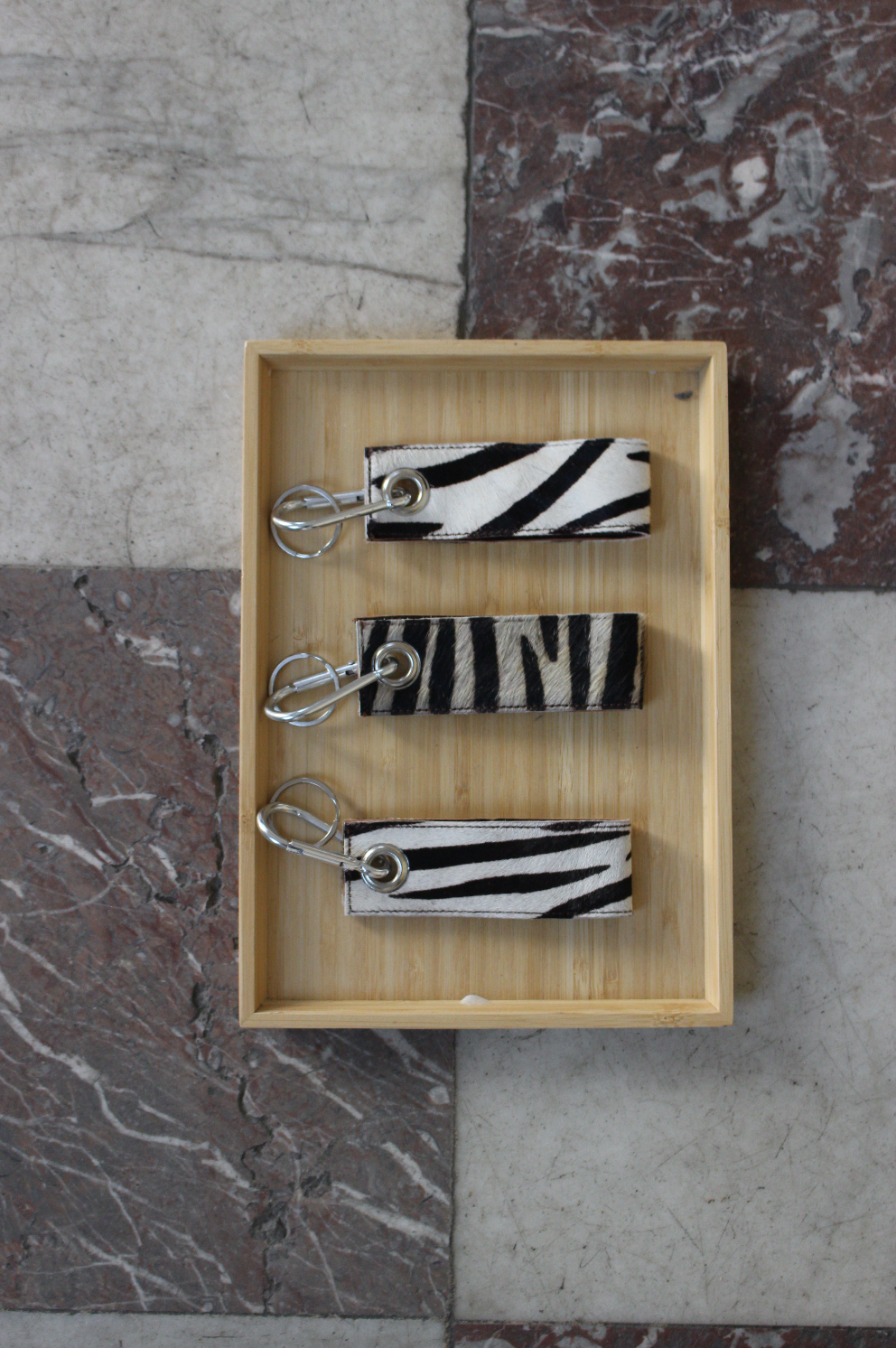 Nøglering m. Zebraprint