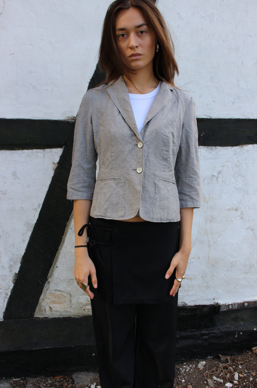 Cropped blazer i hør