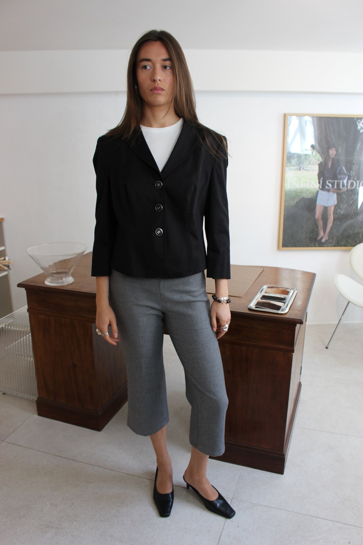 Blazer m. trekvart ærmer