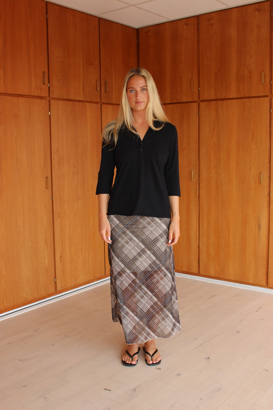 Polobluse m. trekvart ærmer