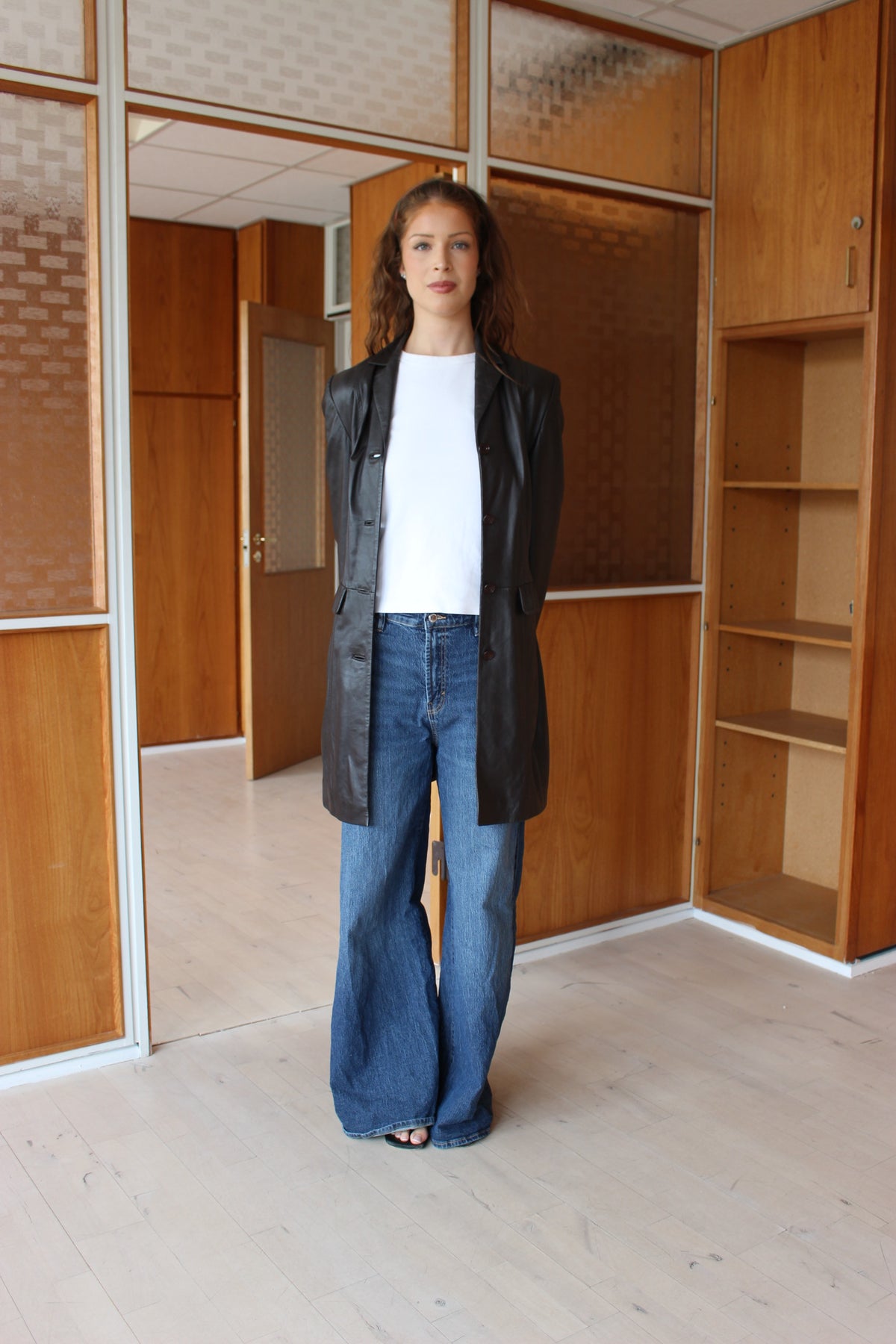 Lang læder blazer