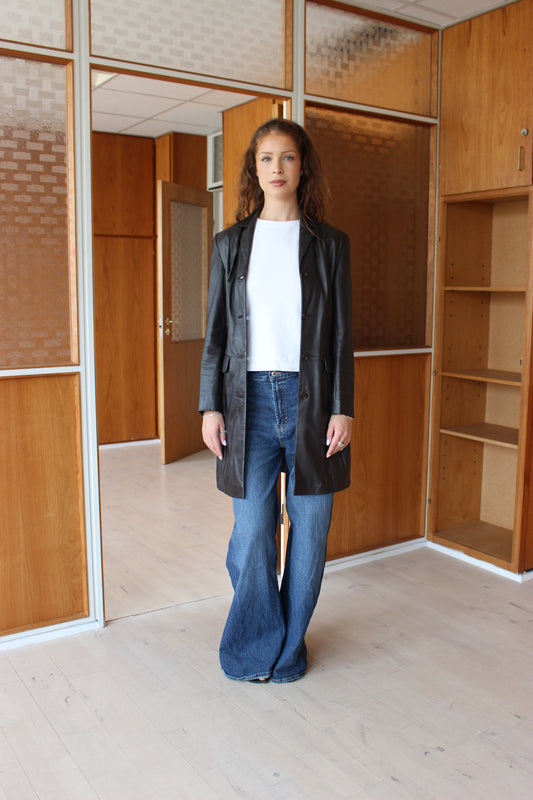 Lang læder blazer