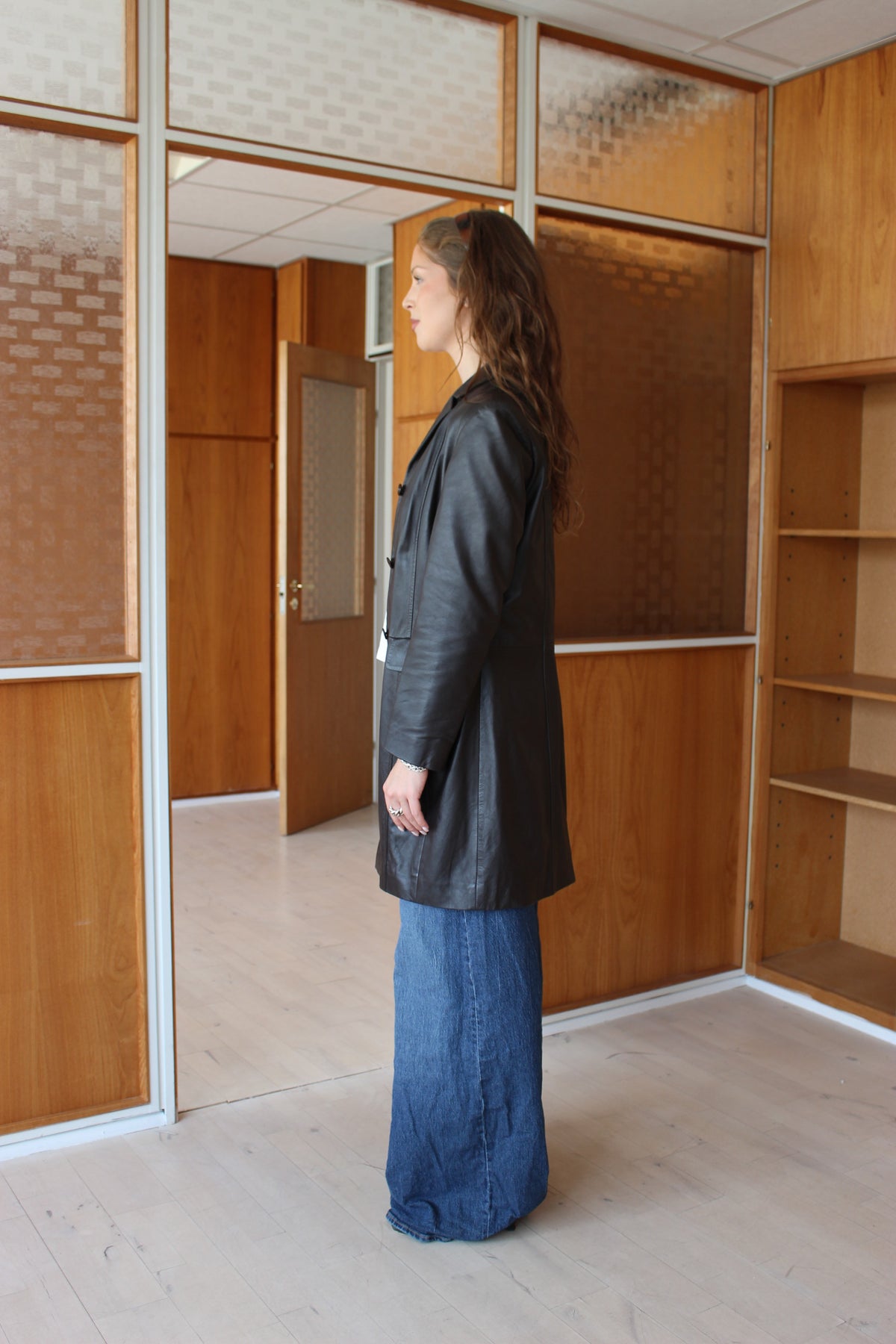 Lang læder blazer