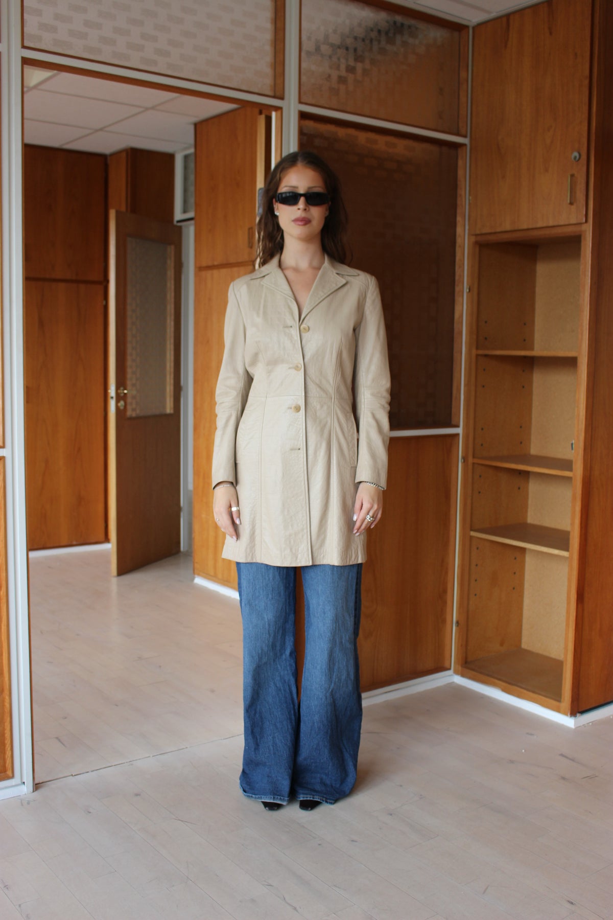 Lang læder blazer