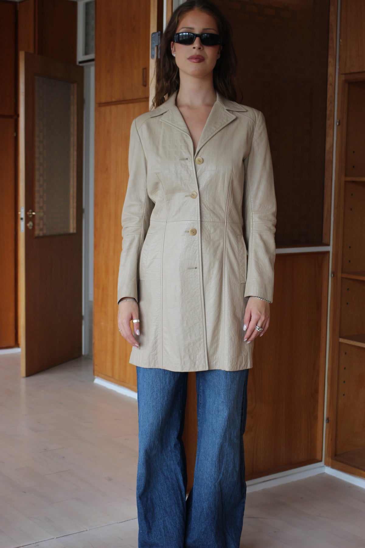 Lang læder blazer