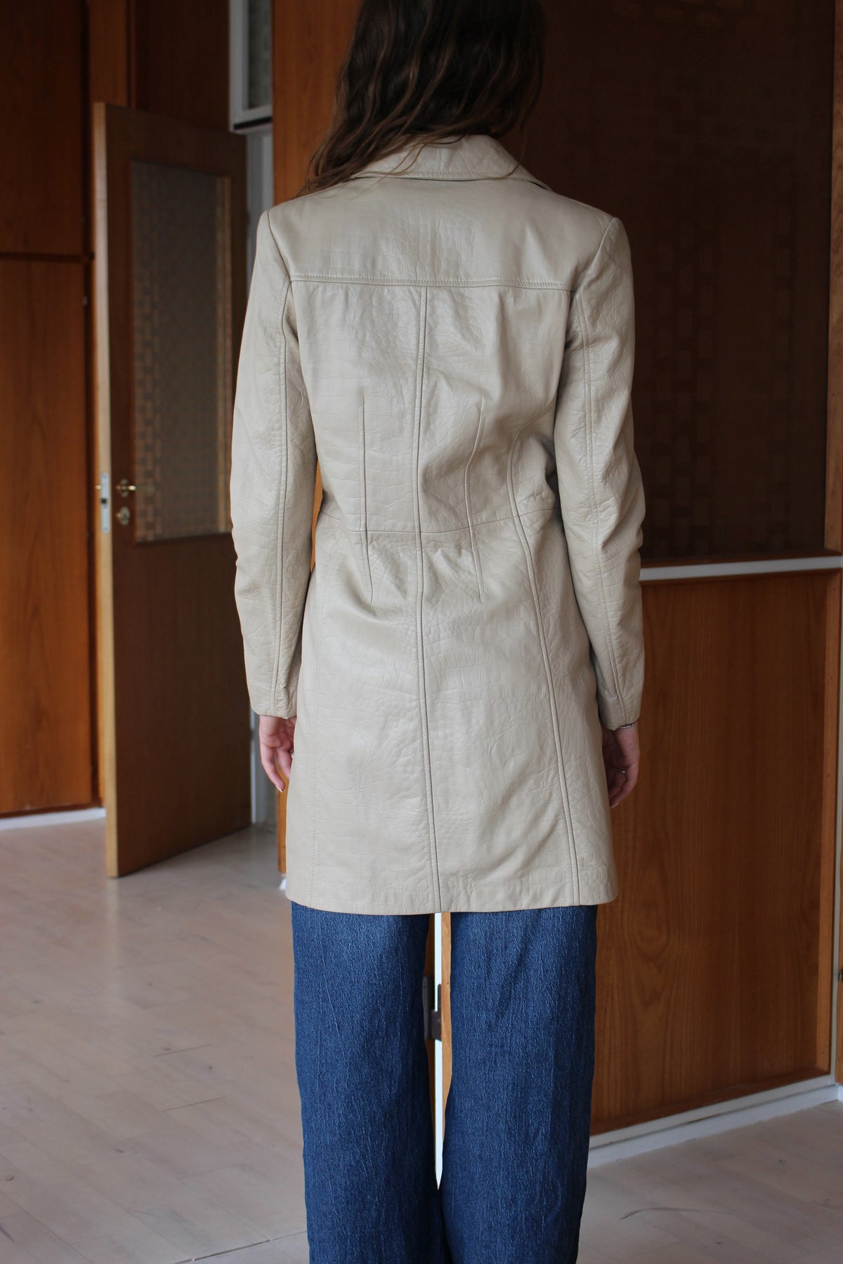 Lang læder blazer