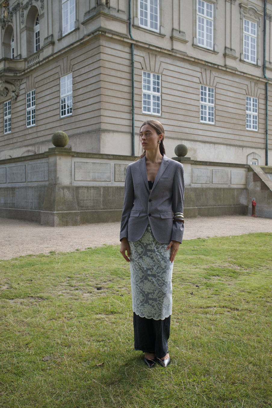 Oversized blazer i lysegrå