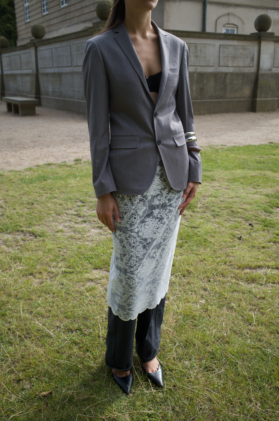 Oversized blazer i lysegrå