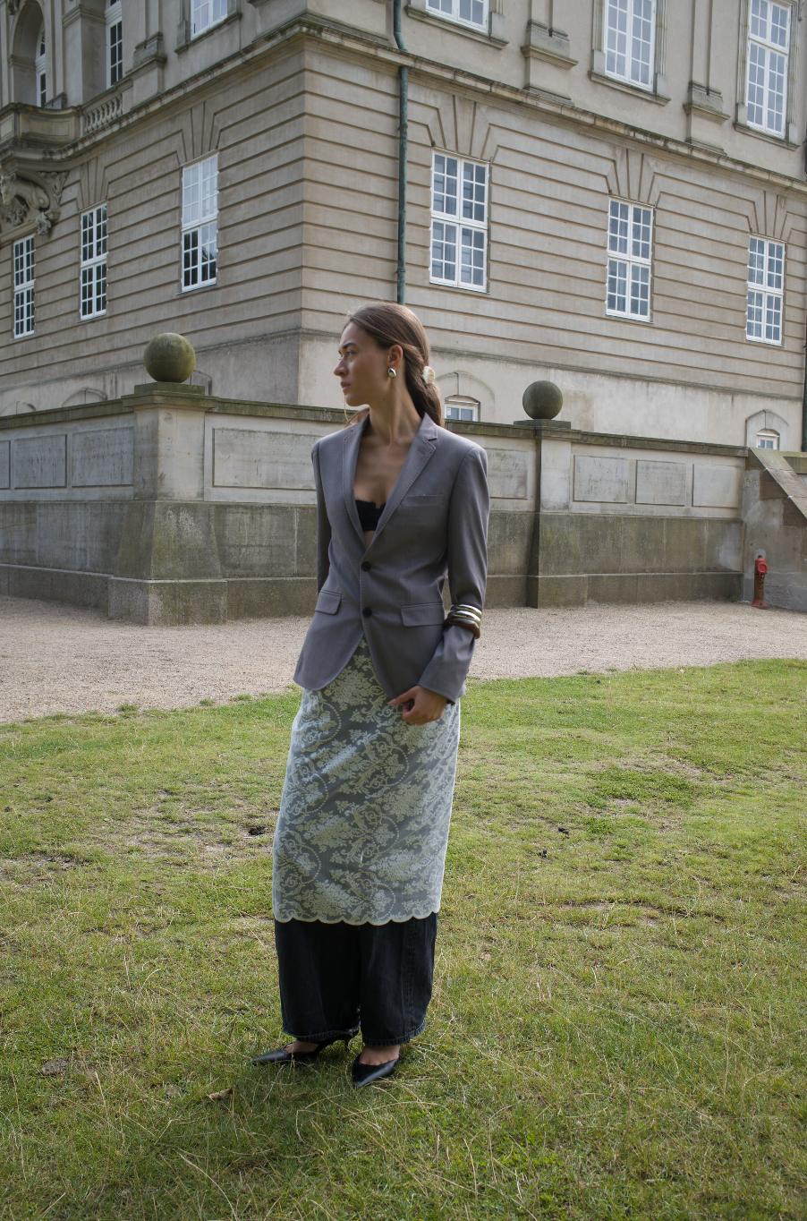 Oversized blazer i lysegrå