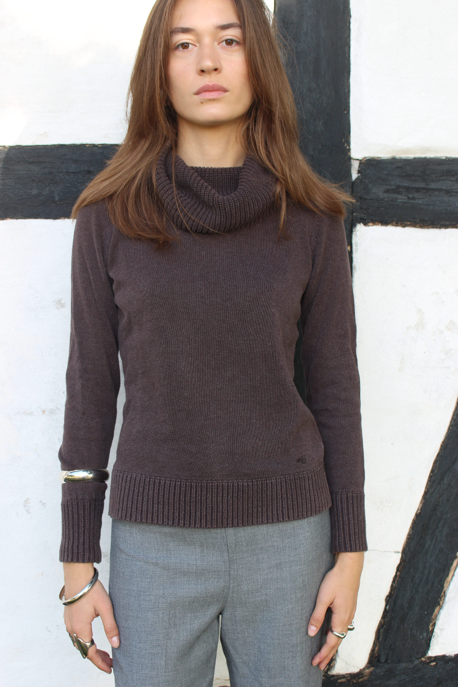 Striktrøje m. rullekrave