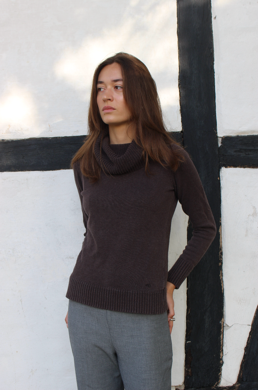 Striktrøje m. rullekrave