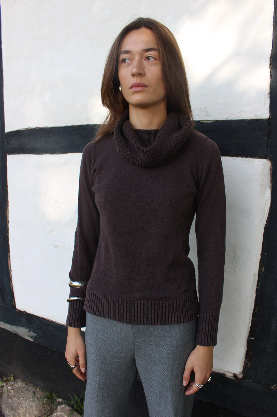 Striktrøje m. rullekrave