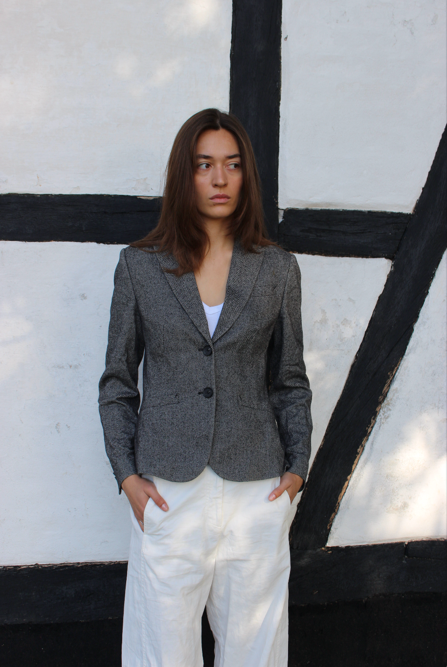 Figursyet blazer i uld