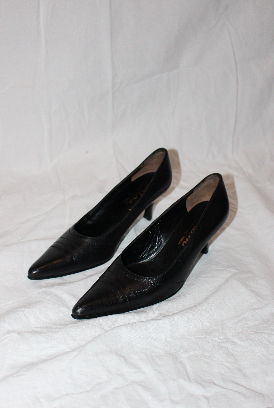 Kitten heels i læder