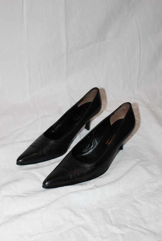 Kitten heels i læder