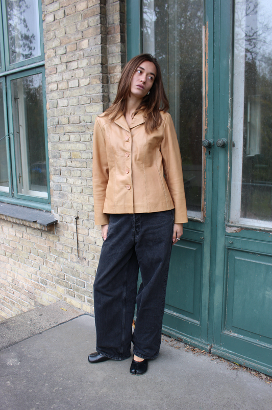 Oversized blazer i læder