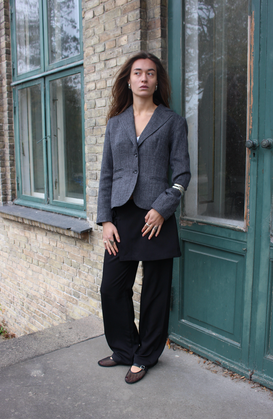 Figursyet blazer i grå