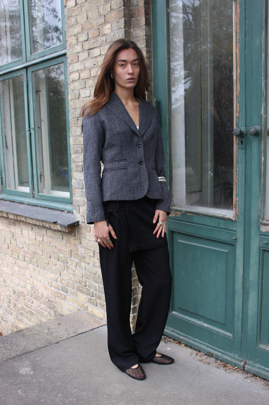 Figursyet blazer i grå