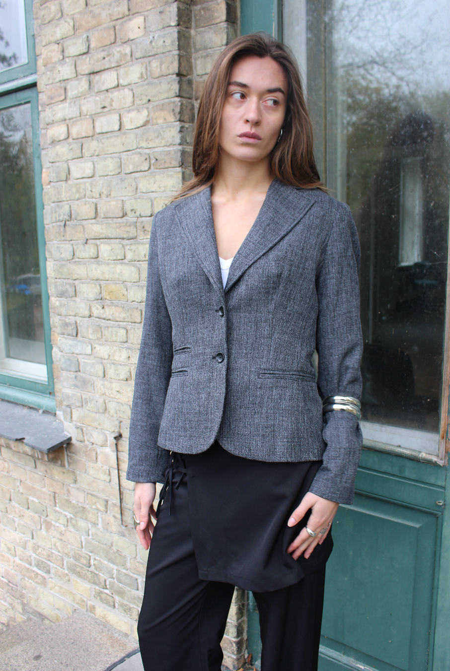 Figursyet blazer i grå