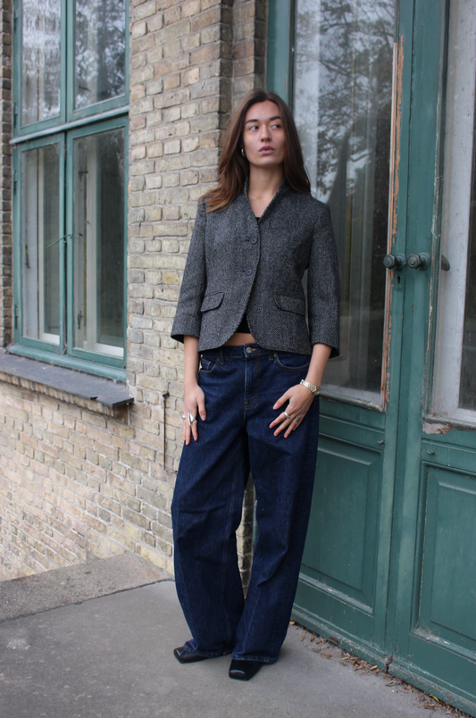 Blazer i uld m. trekvart ærmer