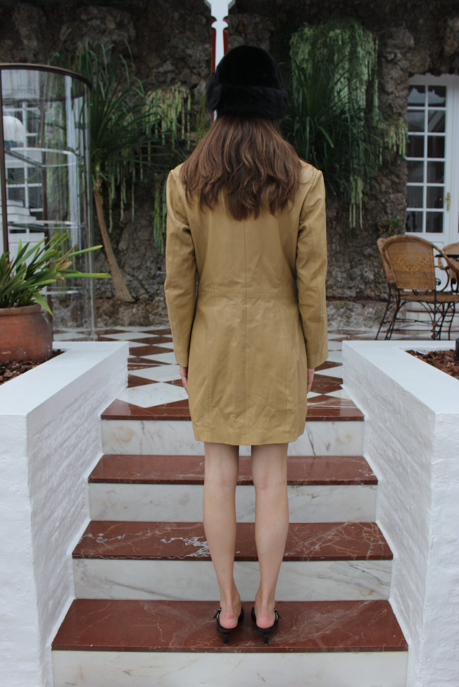Lang læder blazer