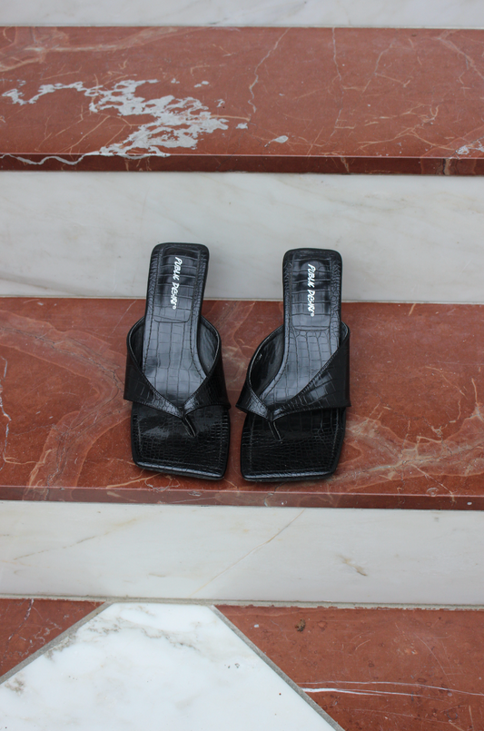 Mules m. firkantet tå