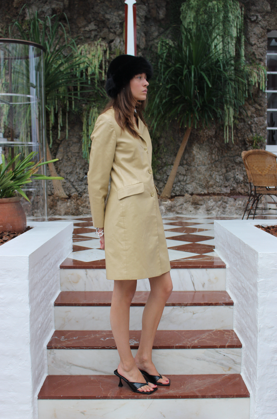 Lang læder blazer