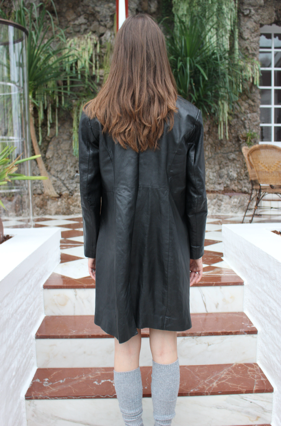 Lang læder blazer