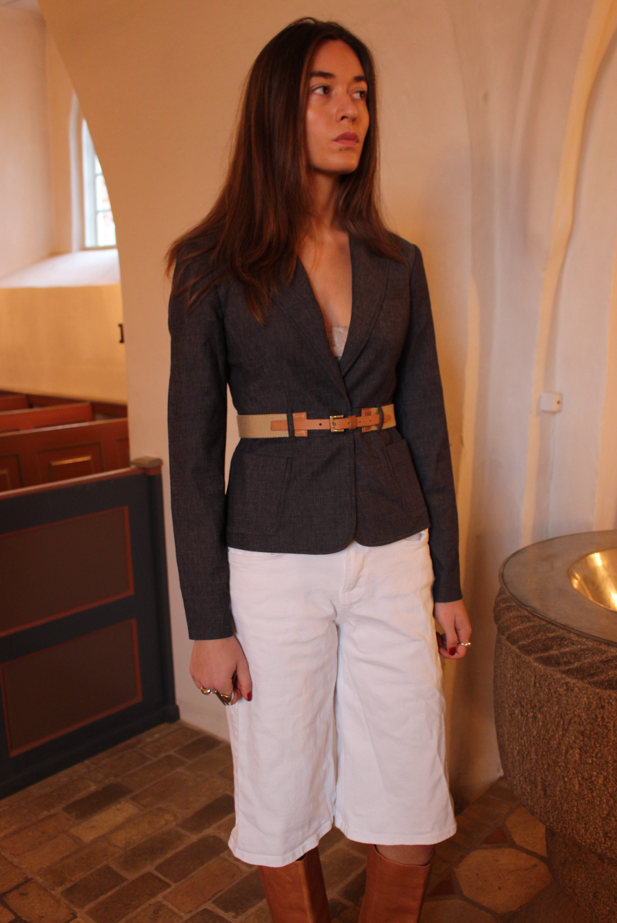 Figursyet blazer m. talje bælte