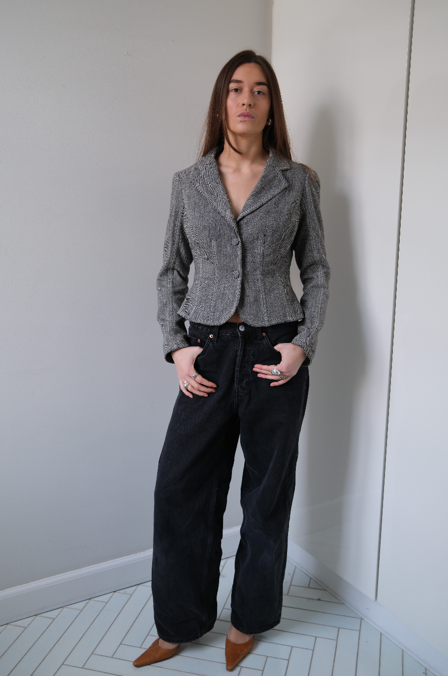 Figursyet blazer i uld