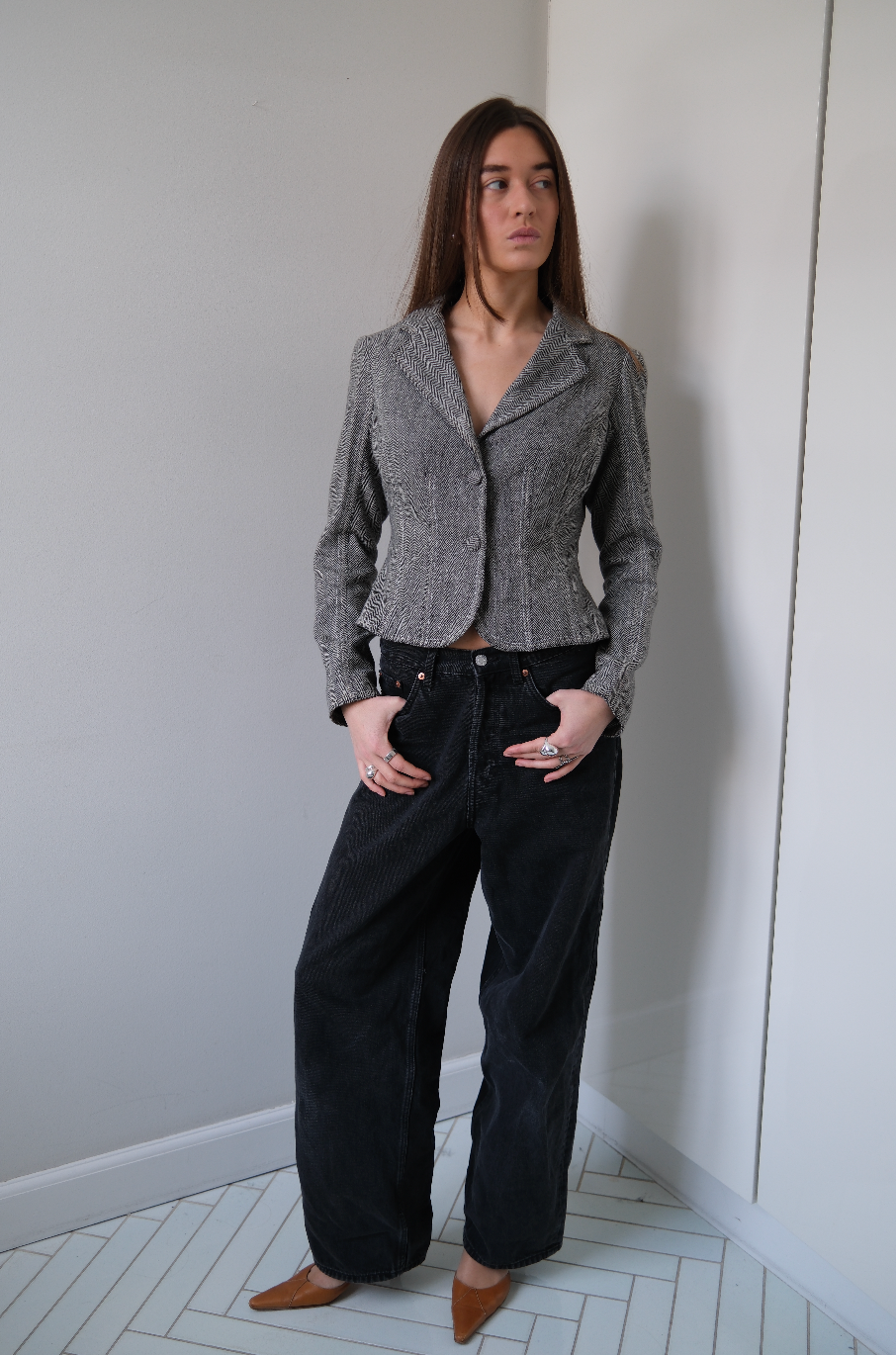 Figursyet blazer i uld