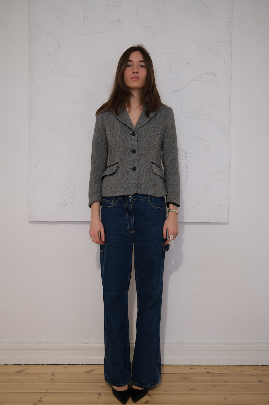 Figursyet blazer i uld