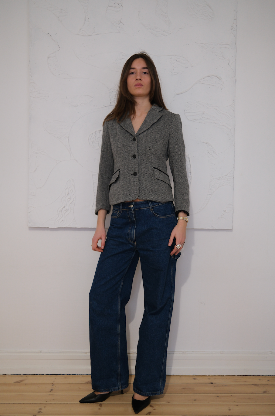 Figursyet blazer i uld