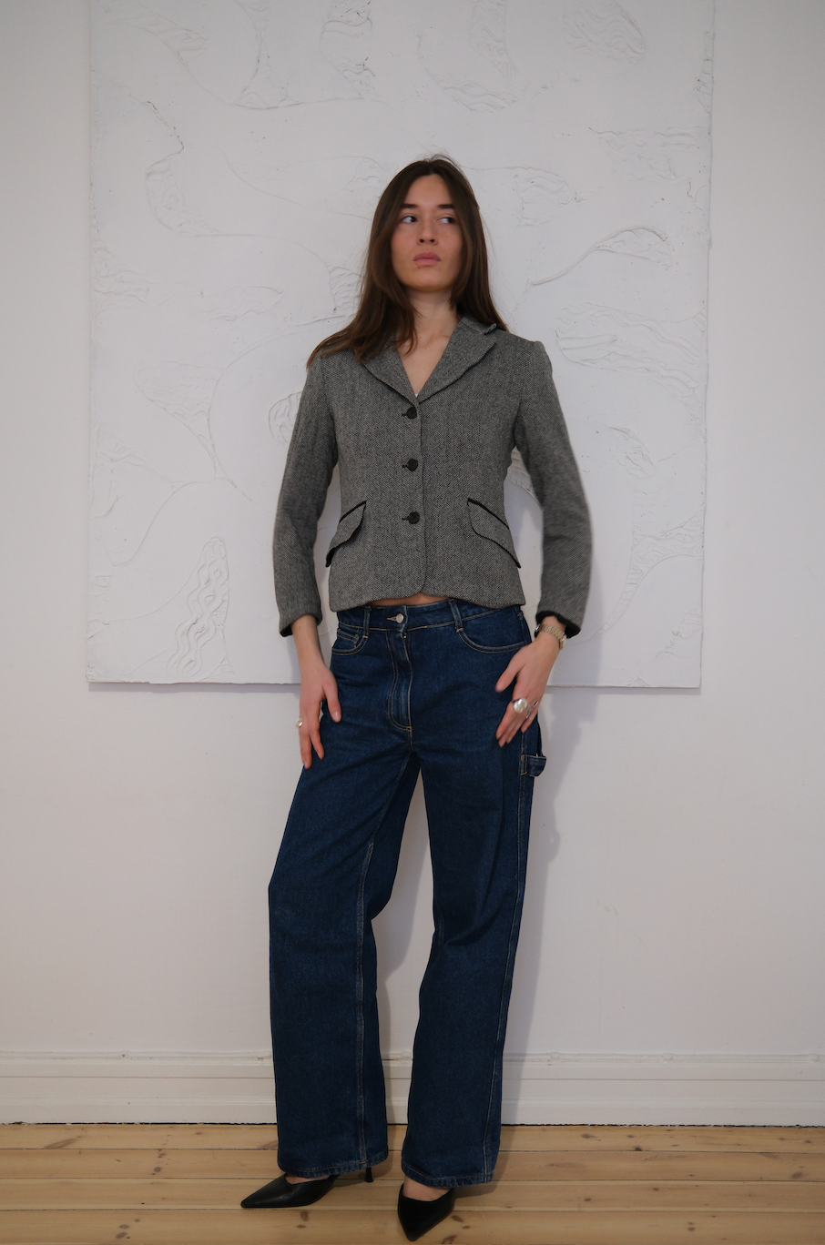 Figursyet blazer i uld