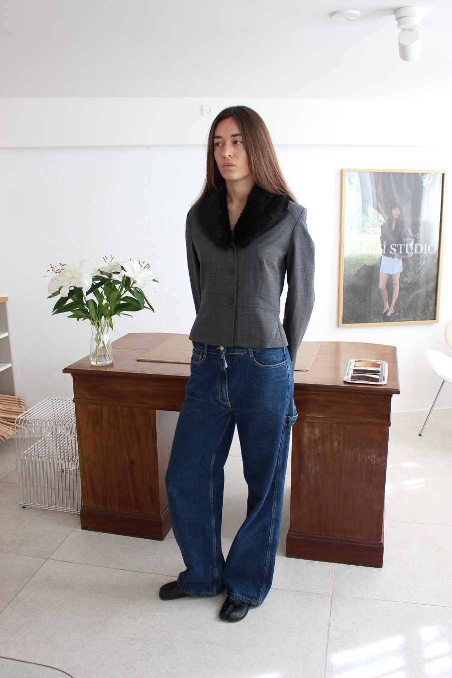 Figursyet blazer m. pelskrave