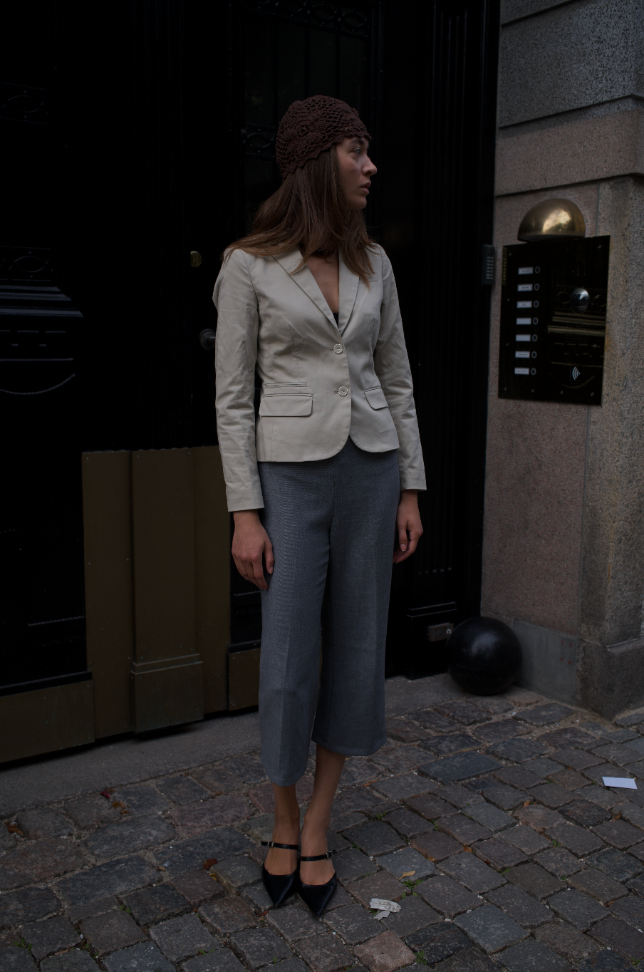 Lys beige figursyet blazer