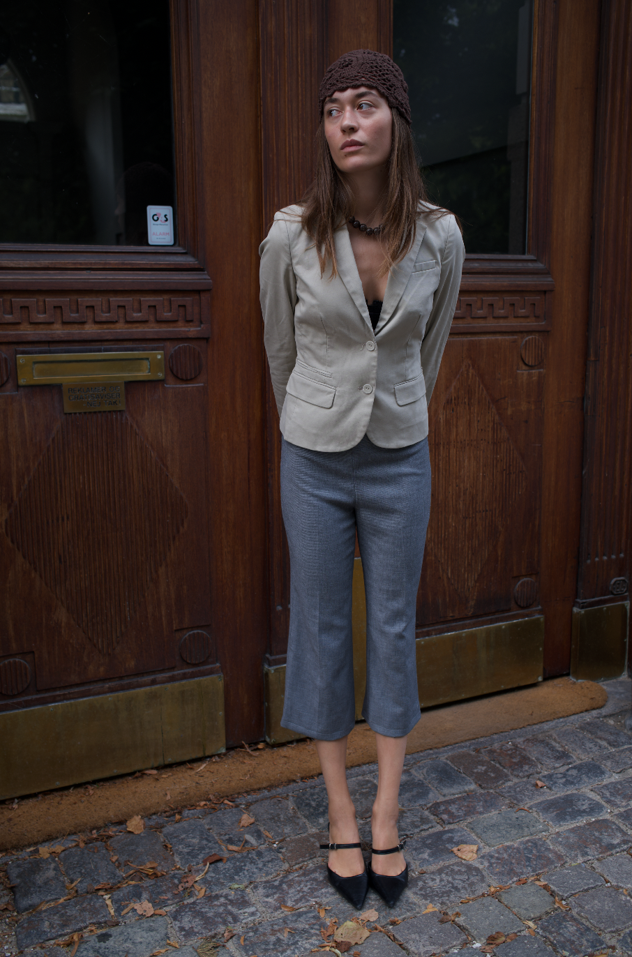 Lys beige figursyet blazer