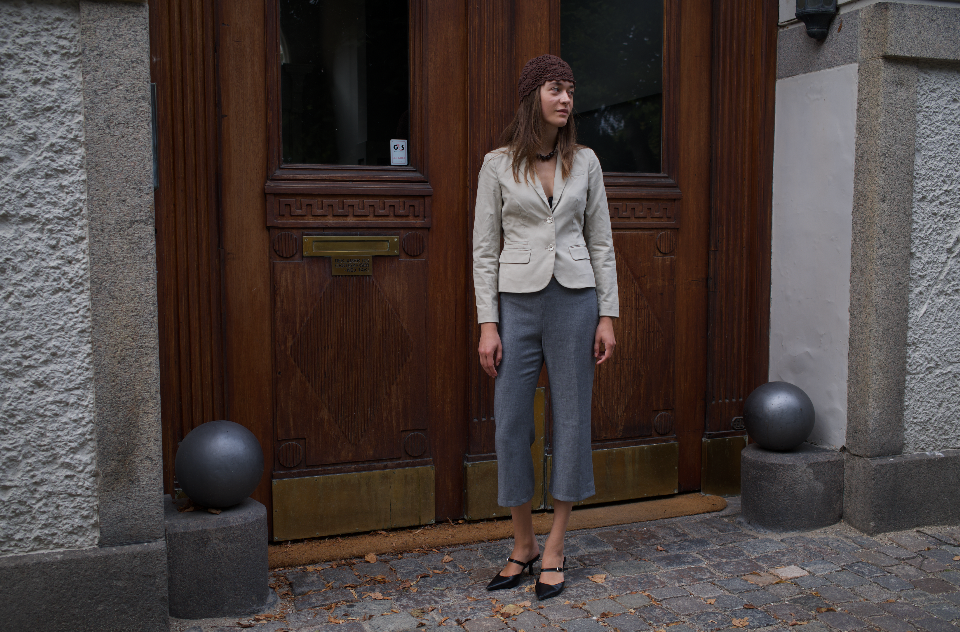 Lys beige figursyet blazer
