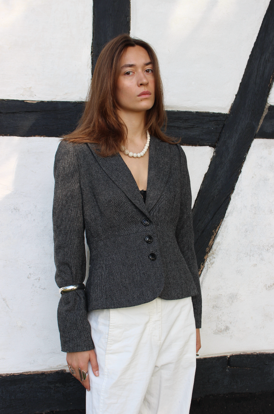 Figursyet blazer i uld