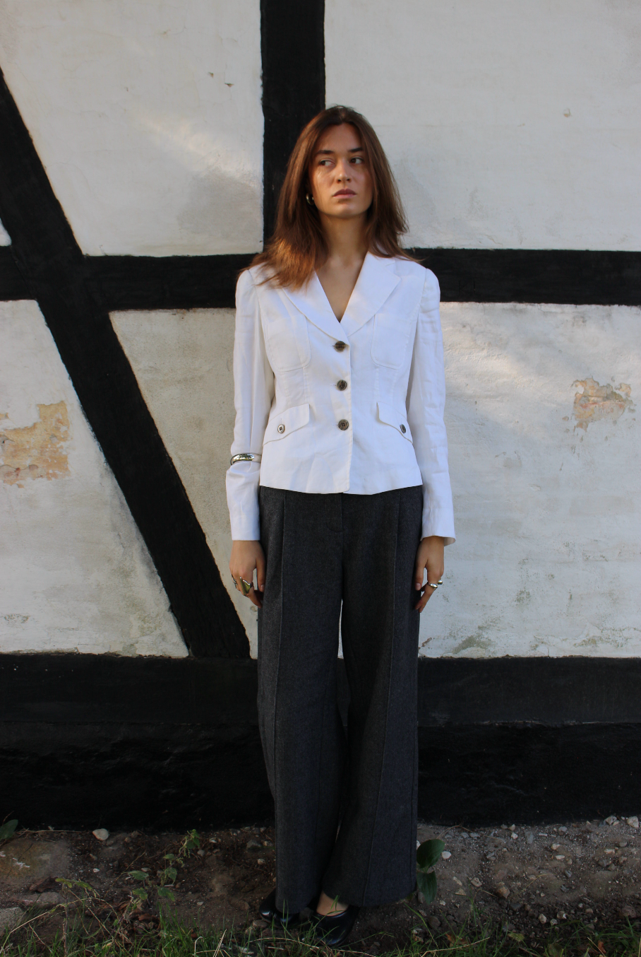 Figursyet blazer i hør