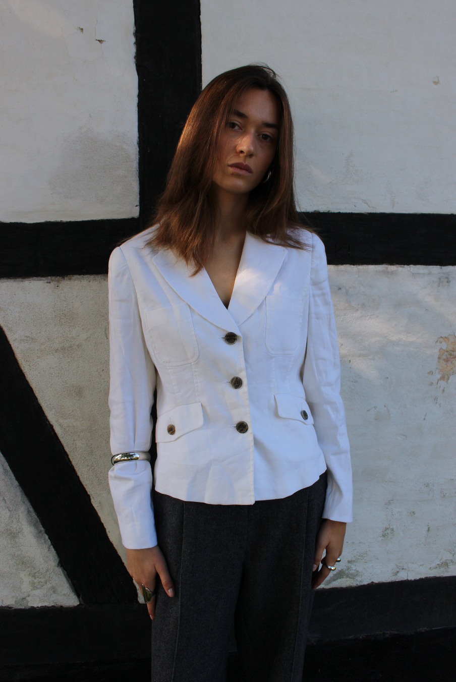 Figursyet blazer i hør