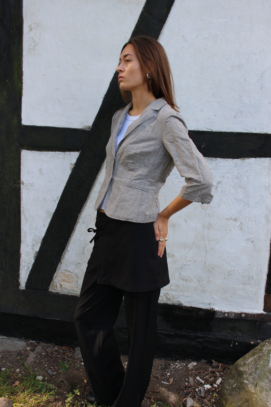 Cropped blazer i hør