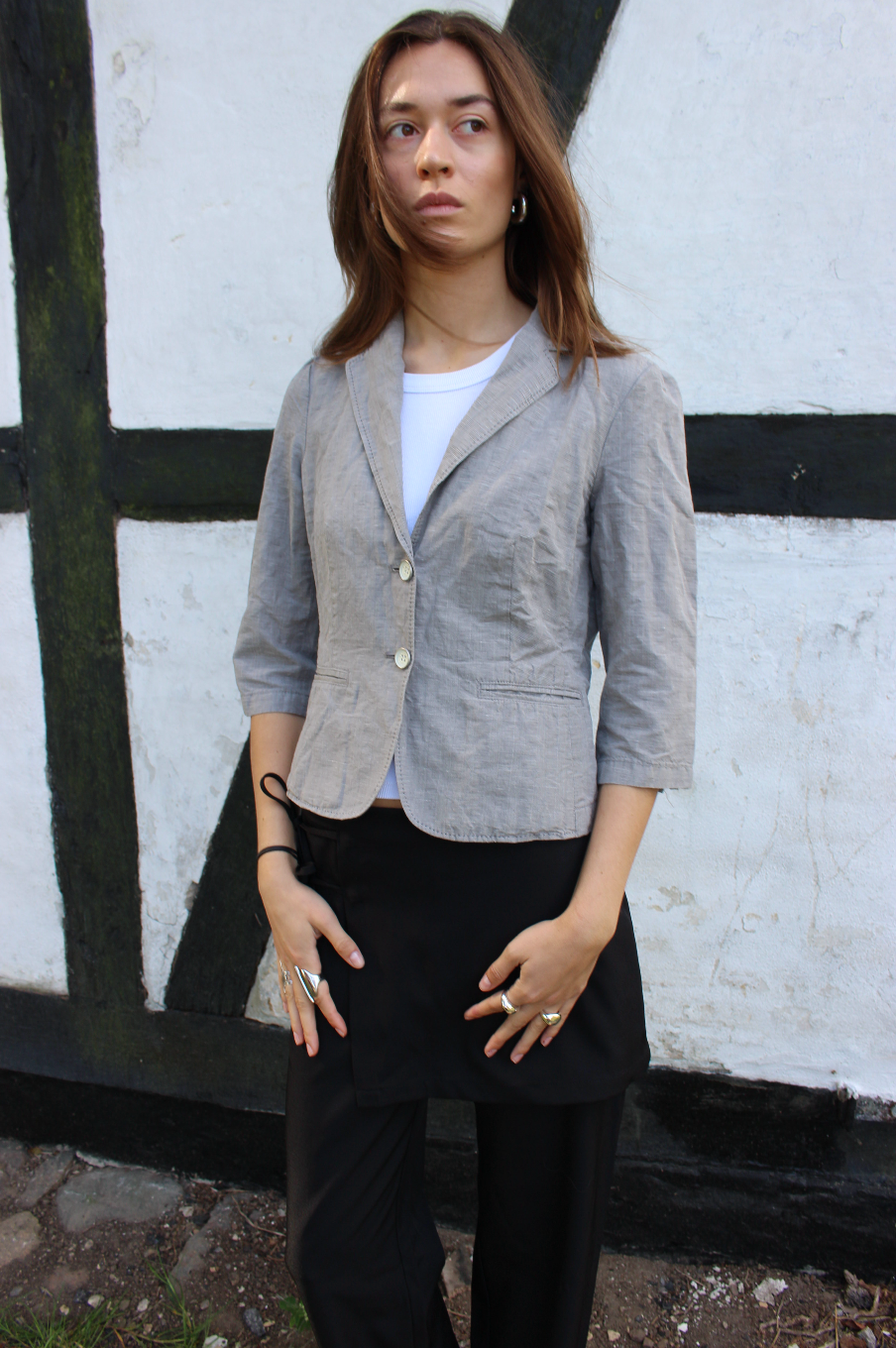 Cropped blazer i hør