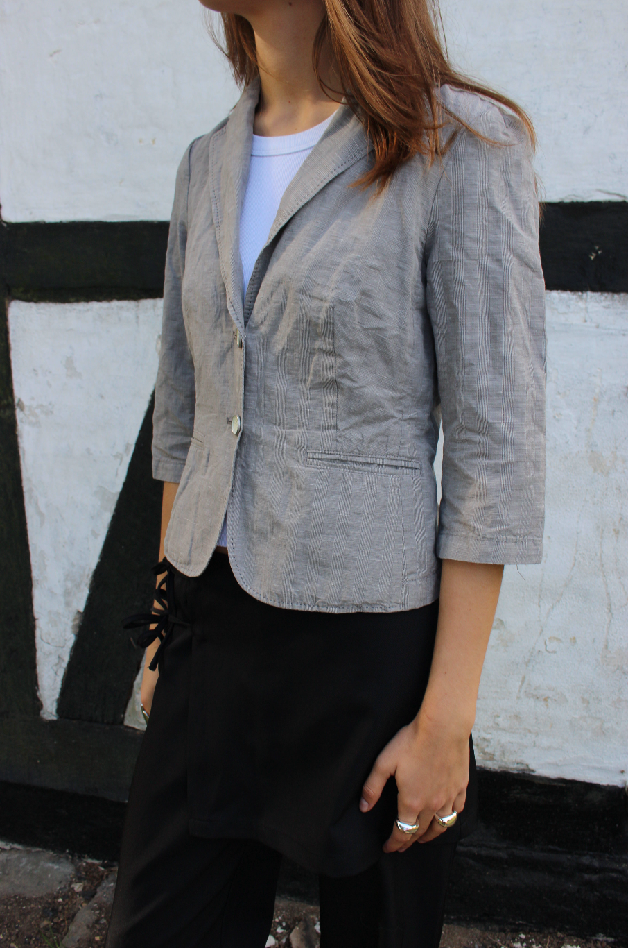 Cropped blazer i hør