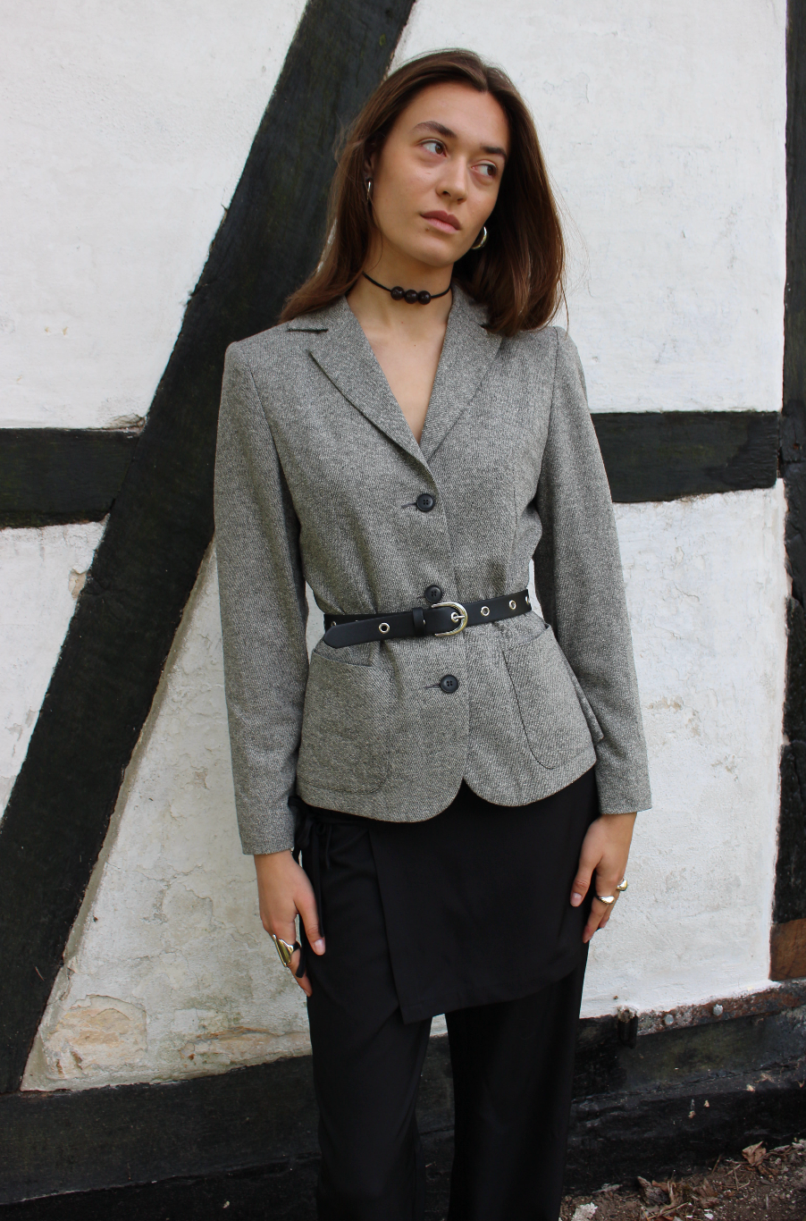 Figursyet blazer i uld